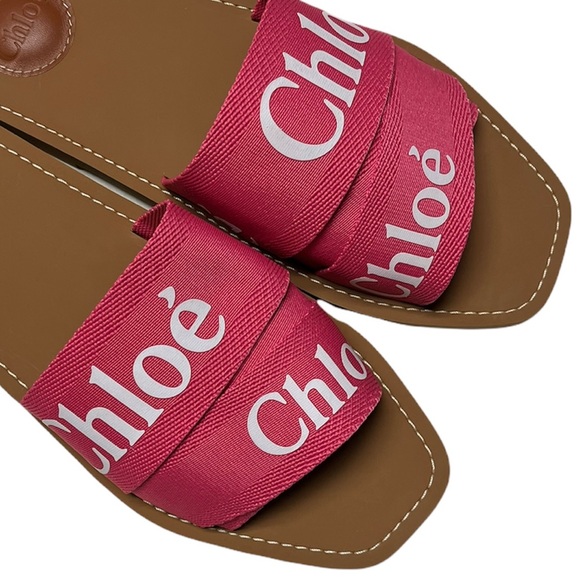 Chloe Shoes - NEW Chloe Hot Pink Woody Logo Slide sandals size 40FR